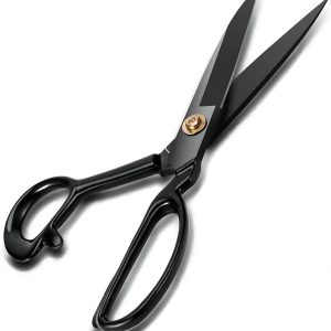 10-Inch Fabric Scissors - High Carbon Steel Sharp Tailor Scissors for Cutting Fabric, Clothes, Leather & Materials (Right-Handed, Black)
