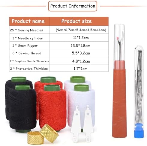37PCS Sewing Tool Set,Needles Thread Hand Repair Tools,Complete Needle and Thread Kit for Hand Sewing,Portable DIY Sewing Tool Set for Beginners and Professional Crafters - Image 3