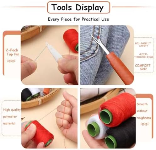 37PCS Sewing Tool Set,Needles Thread Hand Repair Tools,Complete Needle and Thread Kit for Hand Sewing,Portable DIY Sewing Tool Set for Beginners and Professional Crafters - Image 5
