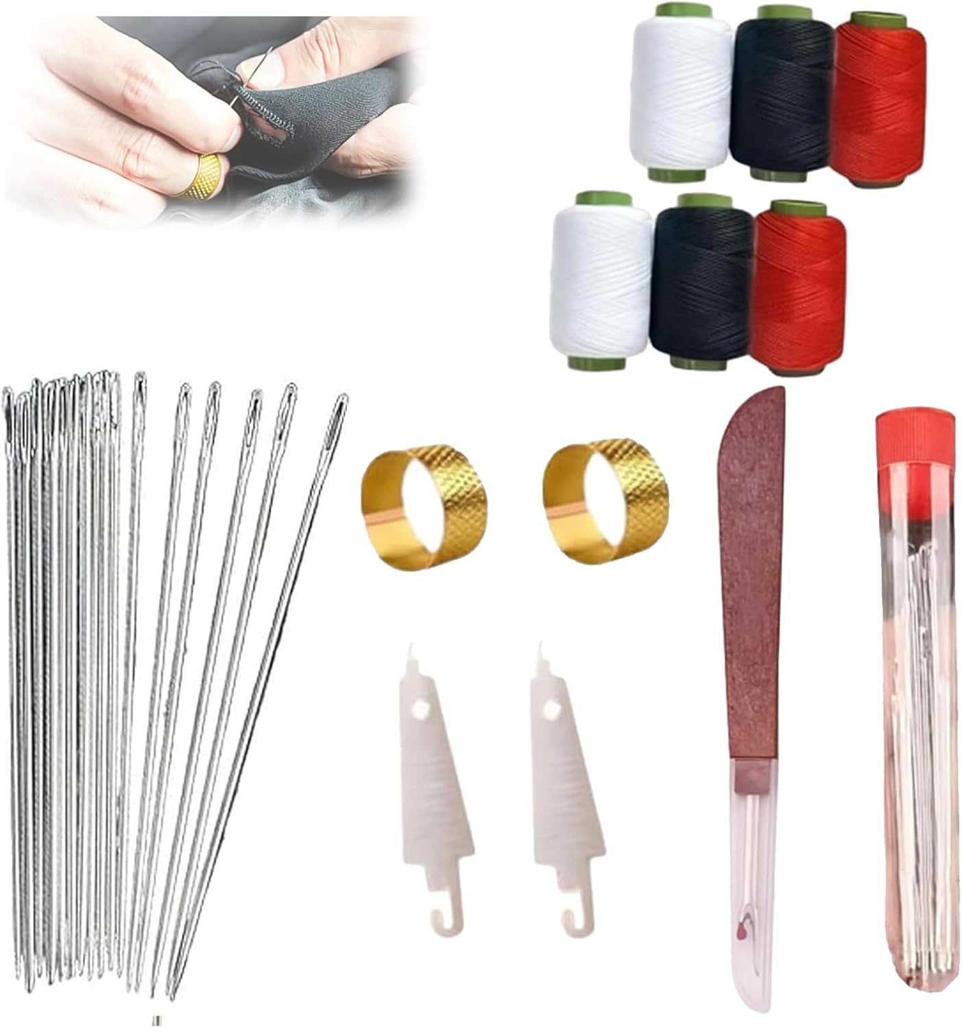37PCS Sewing Tool Set,Needles Thread Hand Repair Tools,Complete Needle and Thread Kit for Hand Sewing,Portable DIY Sewing Tool Set for Beginners and Professional Crafters - Image 9