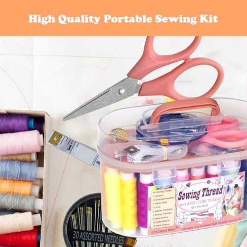 40 Spools of Sewing Thread,Gift Box Portable Basic Sewing Repair Kits (Orange) - Image 5