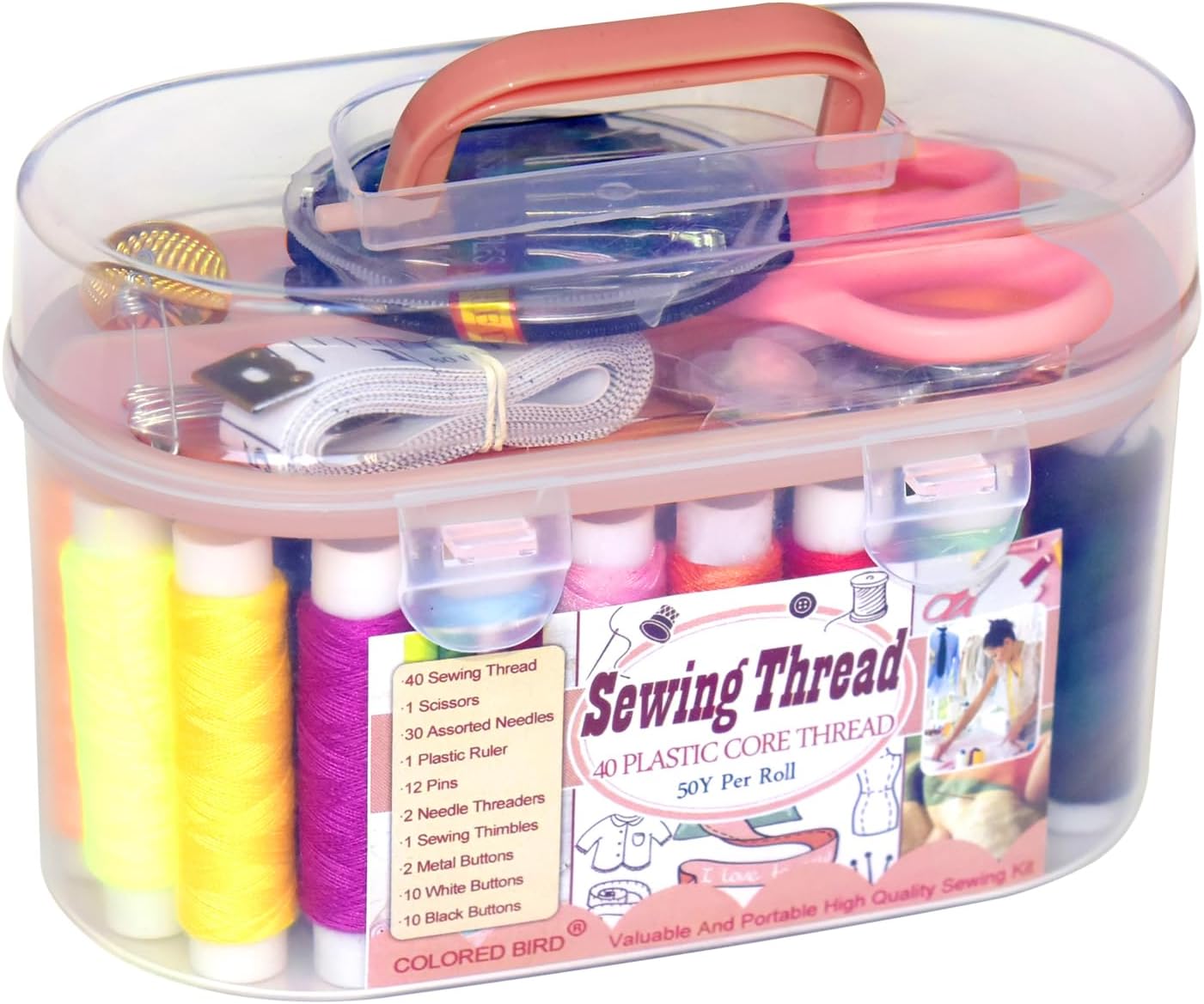 40 Spools of Sewing Thread,Gift Box Portable Basic Sewing Repair Kits (Orange) - Image 9