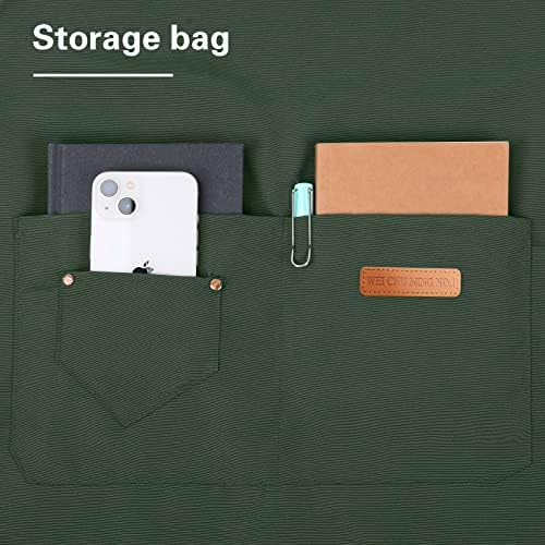 Apron for Men Women with Adjustable Straps and Large Pockets, Canvas Cotton Cooking Kitchen Chef Bib Aprons Waterproof Green - Image 4