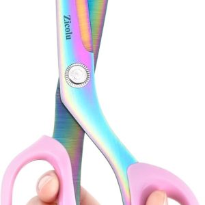 Fabric Scissors, 9" Titanium Coating Sewing Scissors, All Purpose Sharp Heavy Duty Fabric Scissors for Cutting Clothes Leather Classic Stainless Steel Professional Fabric Shears for Tailor Home, Pink
