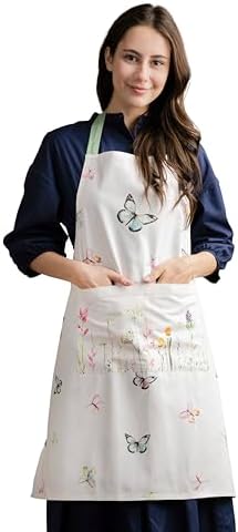 Maison d' Hermine 100% Cotton Apron for women with Pocket Kitchen Chef Apron for Men Cooking Gardening Server Waitress