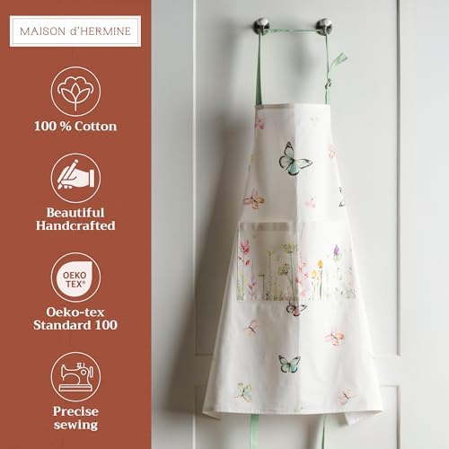 Maison d' Hermine 100% Cotton Apron for women with Pocket Kitchen Chef Apron for Men Cooking Gardening Server Waitress - Image 2